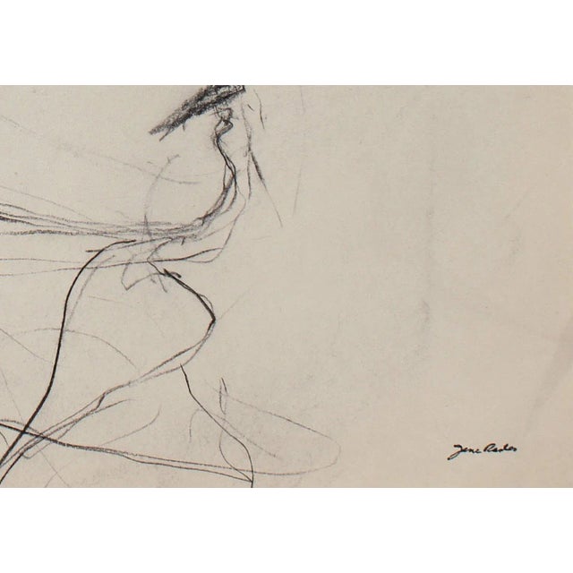 This mid-late 20th century charcoal on paper portrait is by California artist and poet Jane Rades (b. 1942). Rades...