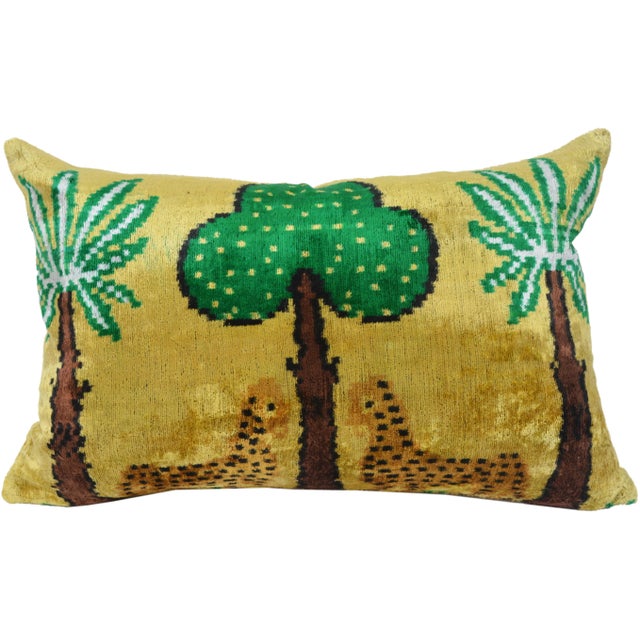 Contemporary Silk Uzbek Ikat Velvet Hand Made Pillow Cushion For Sale - Image 3 of 3