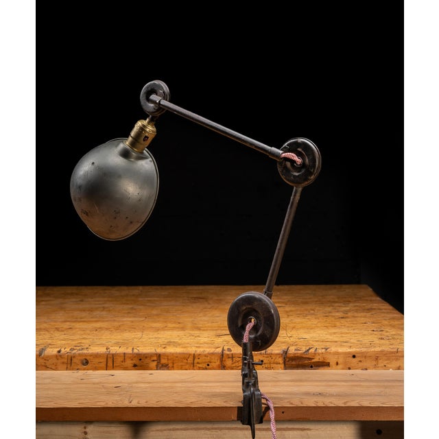 Vintage Industrial Articulating Table Mount Task Lamp For Sale In Chicago - Image 6 of 9
