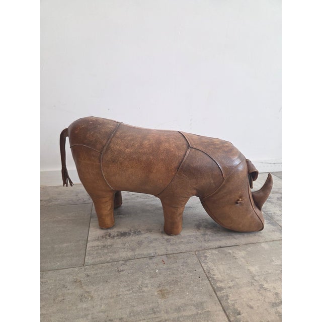 Vintage Leather Rhinoceros Sculpture by Dimitri Omersa, England, 1975 For Sale - Image 3 of 7