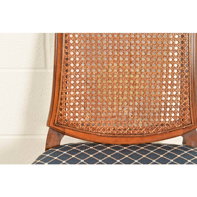 Brown Baker Furniture Style French Provincial Louis XV Carved Walnut and Cane Back Side Chairs or Dining Chairs, Pair For Sale - Image 8 of 14