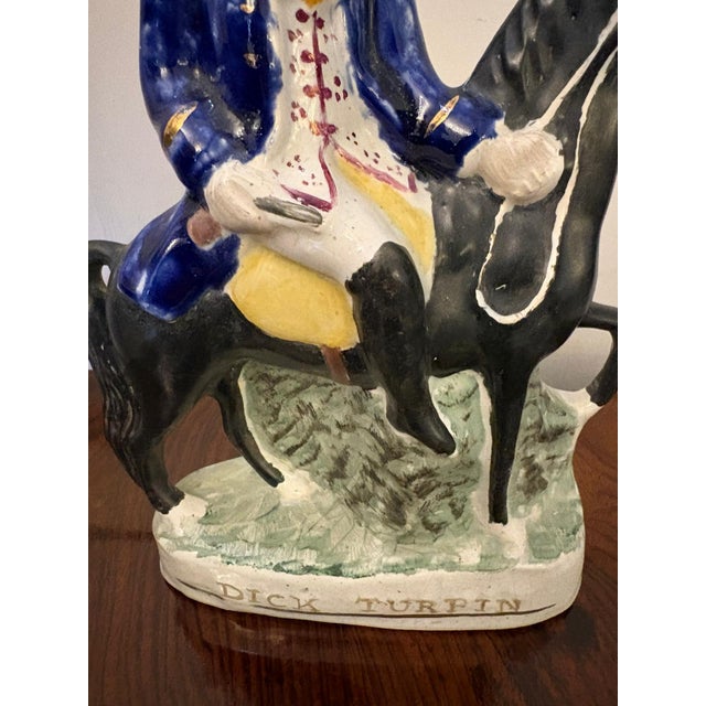 Antique Staffordshire Figure of Dick Turpin on Horseback, 1880 For Sale - Image 9 of 11