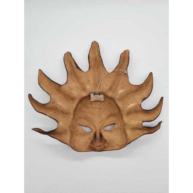 Wall Mask Sun in Brown Leather, 1970s For Sale - Image 4 of 11