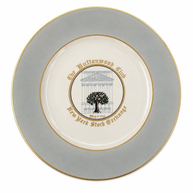 Vintage Buttonwood Club New York Stock Exchange Plate 10.75"d For Sale In Washington DC - Image 6 of 9