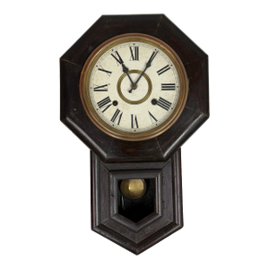 Octagonal Drop Wood Wall Clock, Antique