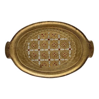 Midcentury Florentine Decor Tray, Italy For Sale
