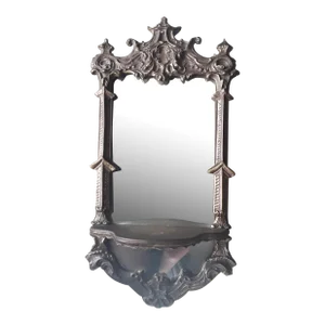 18th-19thc French Antique Chinoiserie Carved Gilded Wood & Gesso Mirrored Wall Display Shelf/ Wall Bracket/ Wall Console