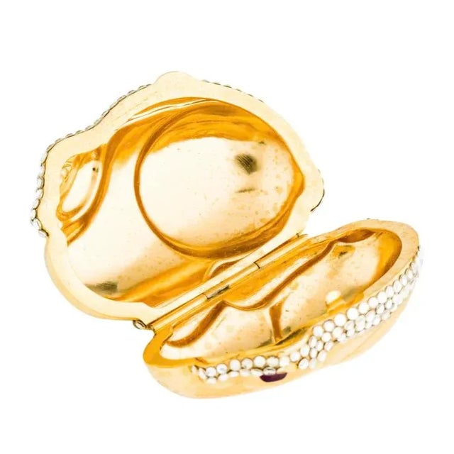 Judith Leiber Rabbit pillbox Hand set crystals. GOLD fine jewellery plating. Mirror finish Carnelian Cabochons for eyes...