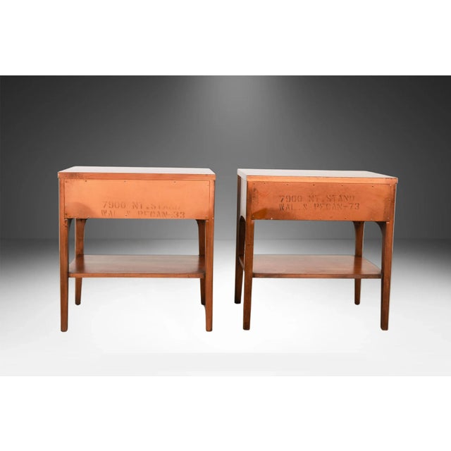 Wood Pair Kent Coffey Perspecta Rosewood Pecan Nightstands Tables For Sale - Image 7 of 13