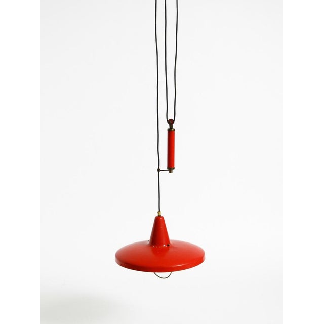 Mid-Century Modern Italian Red Aluminum Pendant Lamp, 1950 For Sale - Image 4 of 18