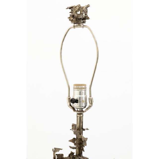 Brutalist Marcello Fantoni Sculptural Brutalist Torch Cut Brass Table Lamp For Sale - Image 3 of 7