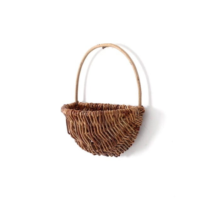 Farmhouse Vintage Woven Wall Basket For Sale - Image 3 of 13