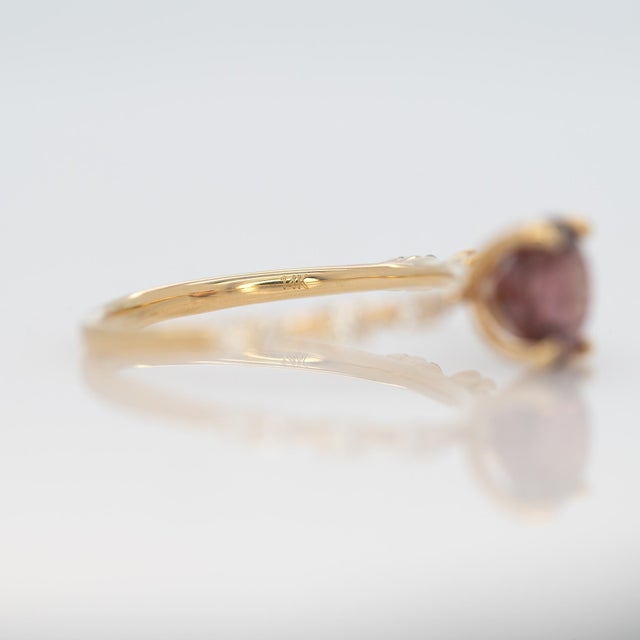 Brown 2.3Ct Red Zircon Ring With Earth Mined Diamonds Accents: Solid 14k Gold, Size 6.75 For Sale - Image 8 of 8