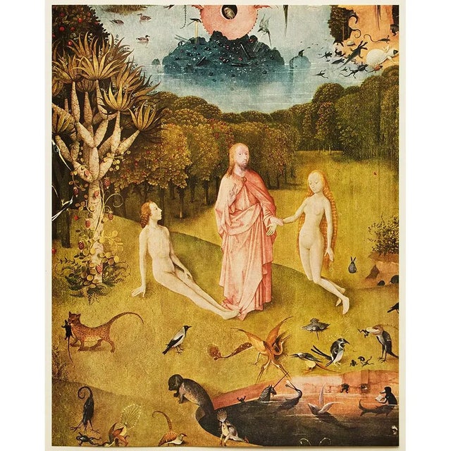 Paper 1955 After Bosch "The Garden of Worldly Delights" (Detail of Earthly Paradise), Vintage Full-Color Print For Sale - Image 7 of 8