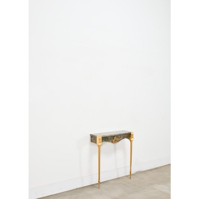French Napoleon Empire Style Marble Bronzed Wall Console Table For Sale - Image 16 of 16