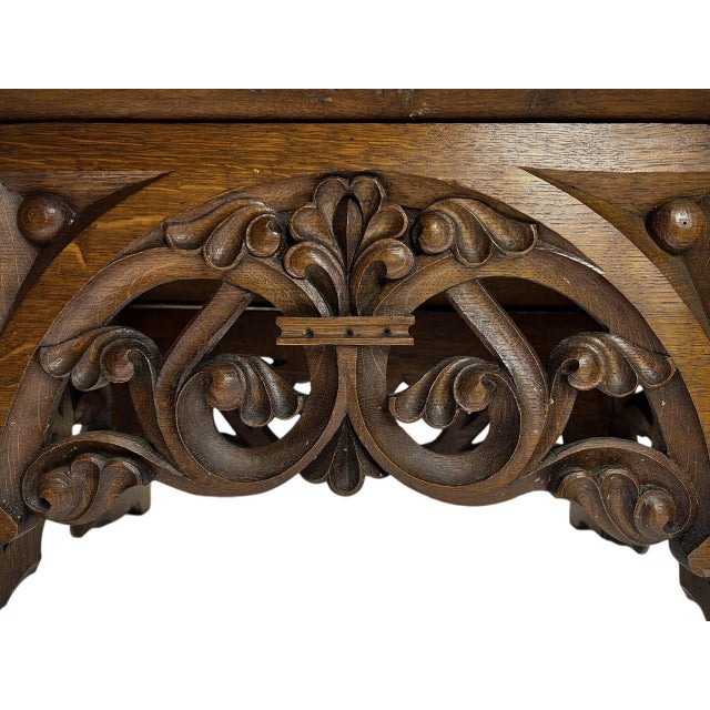 Wood 19th Century Gothic Revival Carved Wood Book Stand For Sale - Image 7 of 13