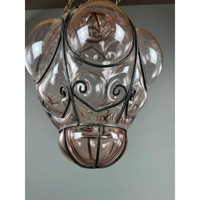 Italian Lantern in Blown Glass and Metal, 1960s For Sale - Image 4 of 6