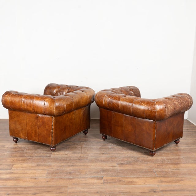 Pair of 20th Century English Chesterfield Club Chairs For Sale - Image 13 of 13