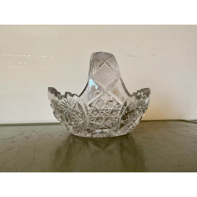 Traditional Vintage Glass Basket For Sale - Image 3 of 5