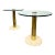 Pair of Leon Rosen for Pace Furniture Round Glass, Brass and Travertine Side Tables For Sale