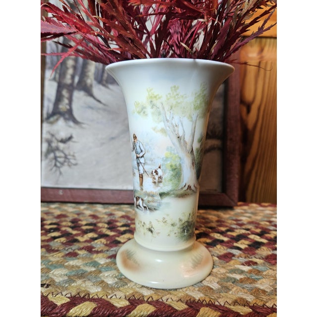 Cream Early 1900's Royal Bayreuth, Hunting Scene Bud Vase. For Sale - Image 8 of 13