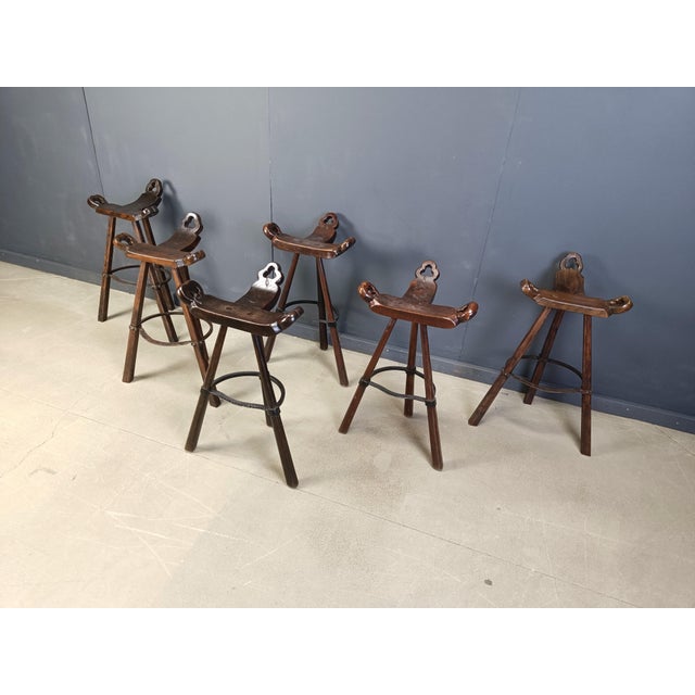 Mid-Century Modern Brutalist Bar Stools, 1960s, Set of 6 For Sale - Image 6 of 11