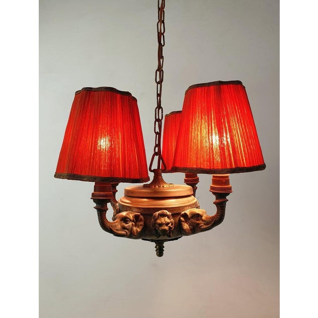 Antique Victorian Bronze Elephant Chandelier, France, 1900s For Sale - Image 9 of 14