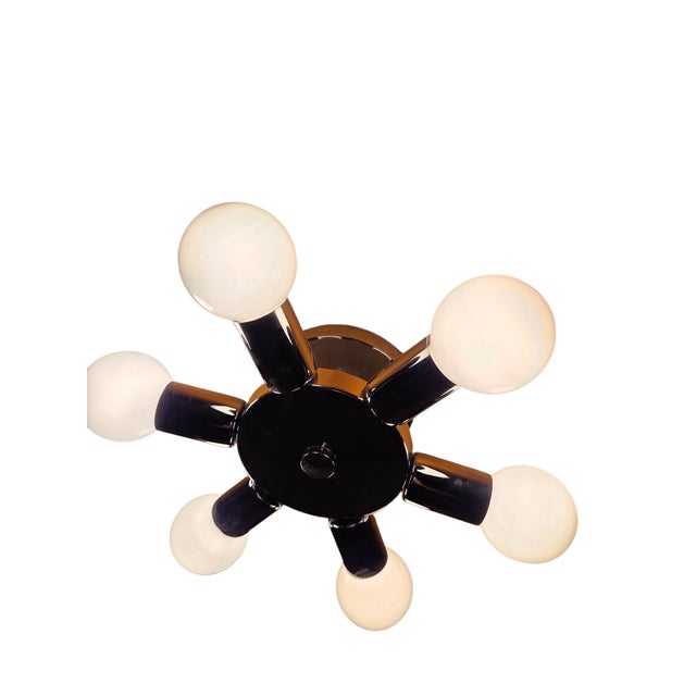 Vintage Space Age Chrome Sputnik Ceiling Light Mid Century Mount Chandelier For Sale In Philadelphia - Image 6 of 10