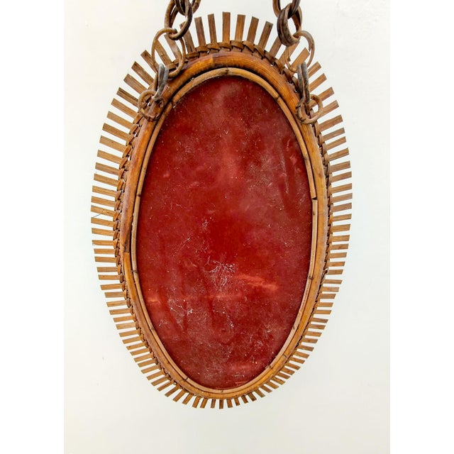 Mid-Century Italian Oval Wall Mirror with Bamboo Frame by Franco Albini, 1960s For Sale - Image 11 of 12
