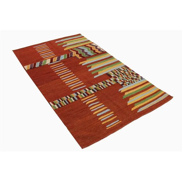 Handwoven Scandinavian Style Persian Kilim Area Rug - 3′9" × 6′3″ For Sale In Dallas - Image 6 of 9