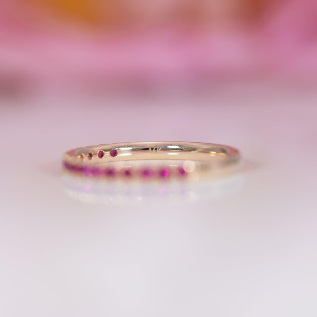 Ruby Band Ring in Solid 14k Gold - Elegant Fine Jewelry, Classic Band Ring, Size 6.75 For Sale - Image 9 of 9