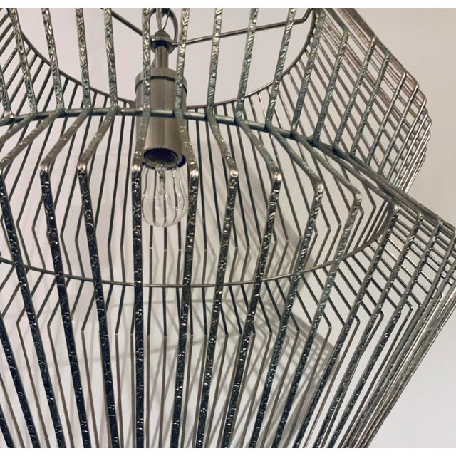Currey & Co. Modern Textured Champagne Silver Finished Cage Chandelier Prototype For Sale In Atlanta - Image 6 of 7