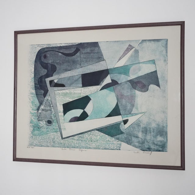 Teal 1989 Cecilia Leiseroff (1930-2019) Original Artist Proof Intaglio Print For Sale - Image 8 of 15