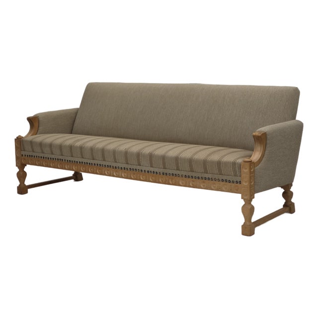 Vintage Danish Three-Seater Sofa in Wool and Oak, 1970s For Sale