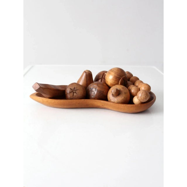 Mid-Century Monkey Pod Wood Fruit and Bowl For Sale - Image 9 of 10