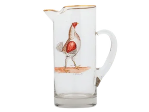 Fab Abercrombie & Fitch Cocktail Pitcher C 1940s W/ English Gamecock Hand-Painted by Frank Vosmansky