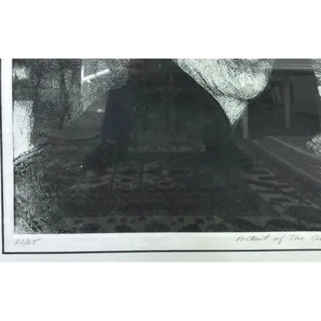 Wood Mid Century Original Lithograph Titled "Portrait of the Artist" - By Artist Vaino Kola, Signed, Dated, Numbered - Jfk, American Flag For Sale - Image 7 of 9