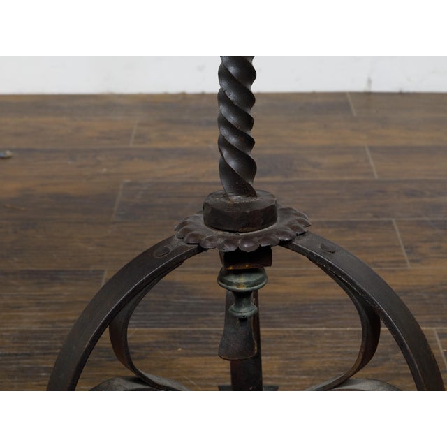 Pair of Midcentury French Guéridon Tables with Zebra Hide and Iron Tripod Bases For Sale - Image 9 of 11
