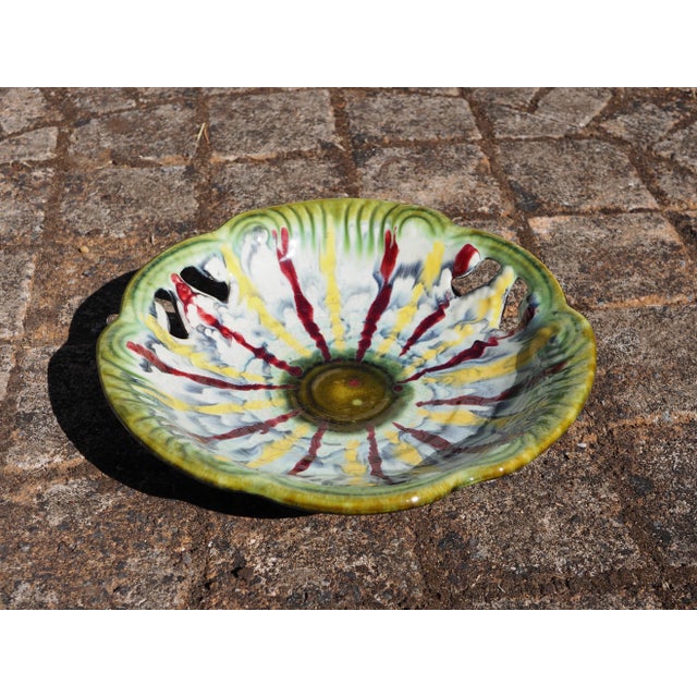 1970s West Germany Openwork Fruit Bowl With Yellow and Red Drips For Sale - Image 11 of 11