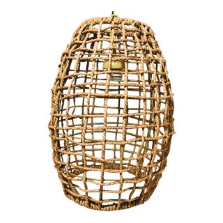 Modern Woven Rattan Pendant Light For Sale