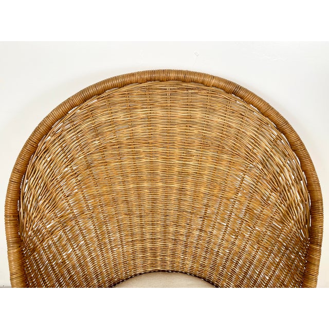 Late 20th Century Vintage Fan Back Wicker Chair For Sale - Image 5 of 12