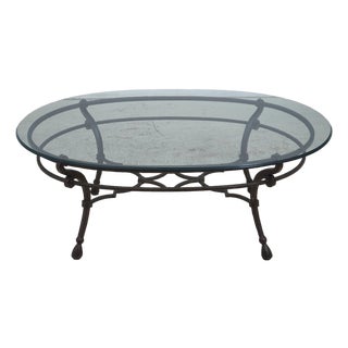 Wrought Iron Base Glass Top Coffee Table For Sale