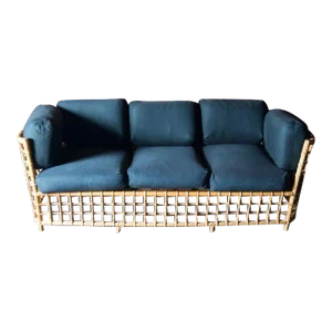 1970s Henry Olko Mid Century Modern Square Series Rattan Sofa
