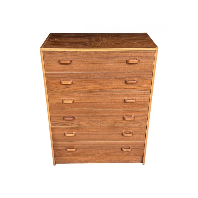 Wood 1960s Danish Modern Teak Six-Drawer Dresser, Maple-Tone Satin Finish For Sale - Image 7 of 15
