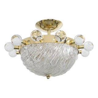 Textured Murano glass sunburst pendant For Sale