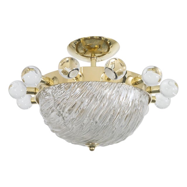 Textured Murano glass sunburst pendant For Sale