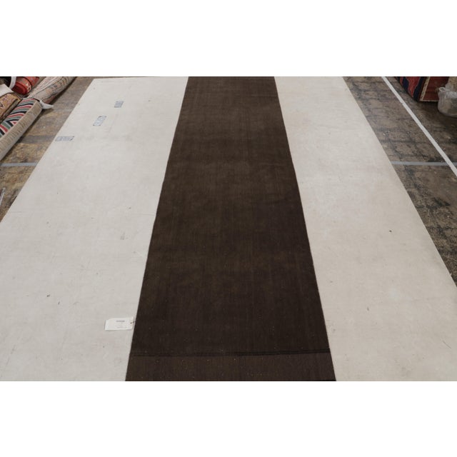 Contemporary Rug & Kilim’s Extra-Long Runner Rug in Textural Monochrome Brown For Sale - Image 3 of 8