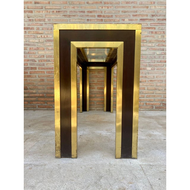 Late 20th Century Gilt Metal and Wood Console Table with Glass Top For Sale - Image 4 of 18