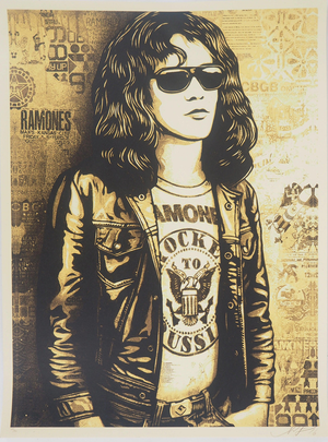 Shepard Fairey, Tommy Ramone Collage (Gold), Lithograph