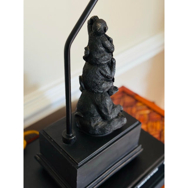 Black Vintage Black Stacked Monkey Lamp For Sale - Image 8 of 8